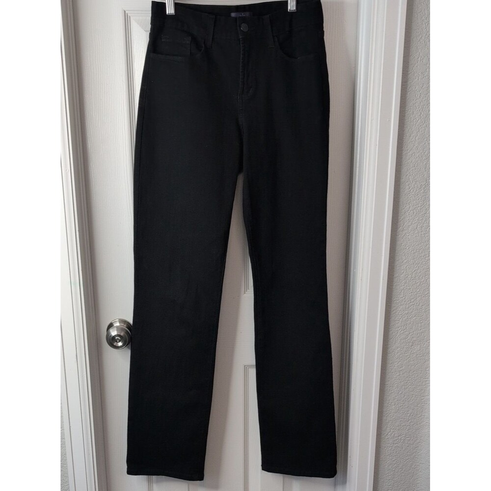 NYDJ Black Straight-Leg Jeans Size 4 Embellished Back Pockets